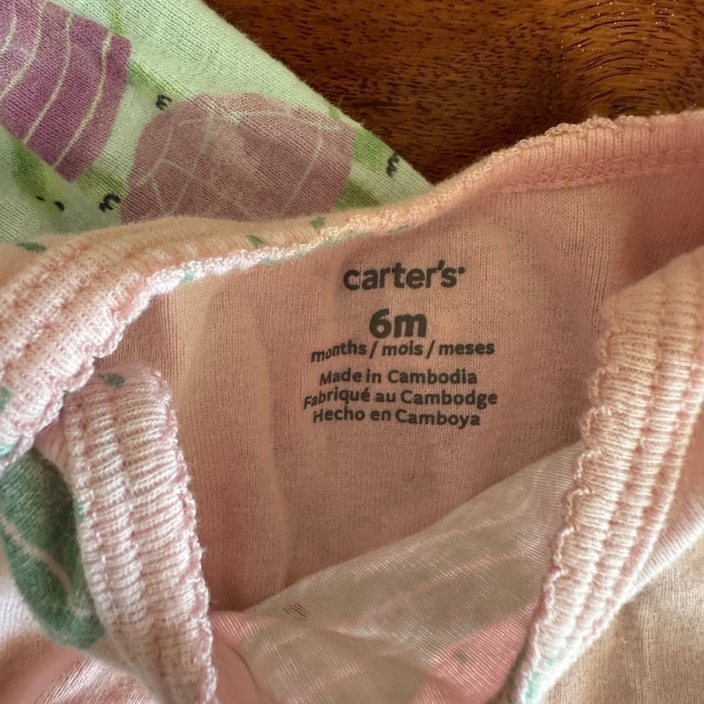 Carter's Pink and Green Turtle Footies Set